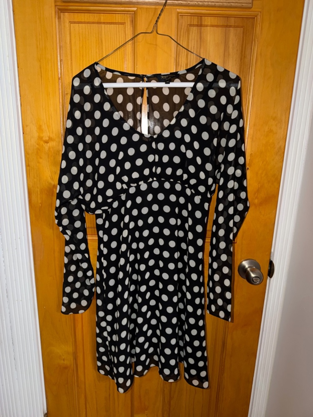 Juicy Couture Black Dress with White Polka Dots - Long Sleeve